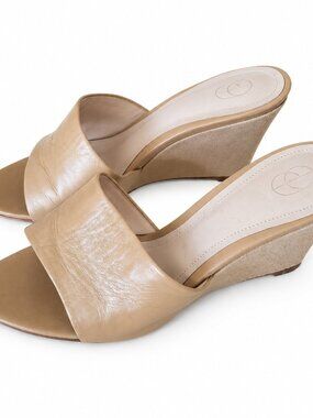 Porte & Paire Nude Leather Wedge Mule Sandals | EU 39 / US 8.5